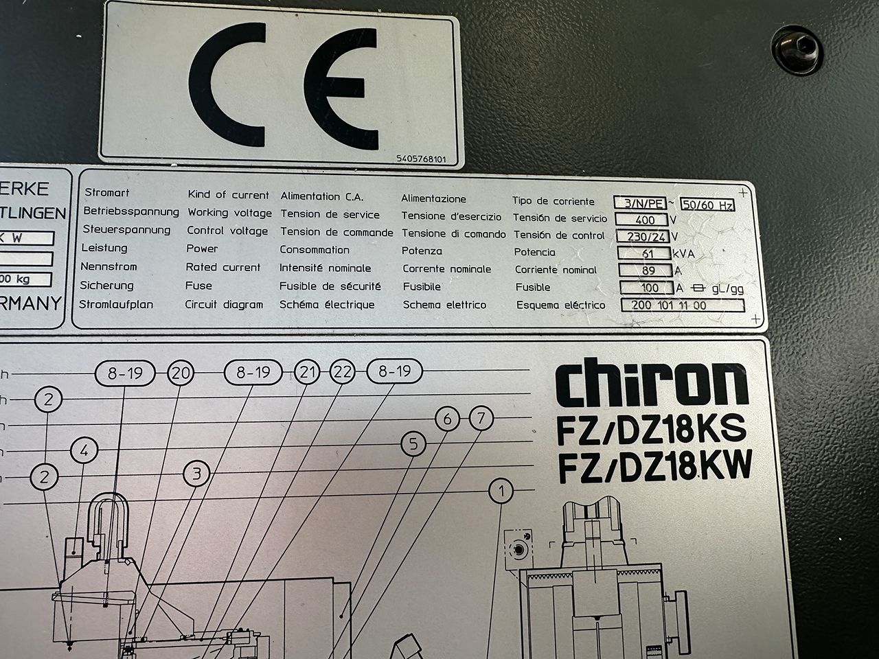 Chiron DZ18.2K W High Speed CNC Machining Centre BA2317, used